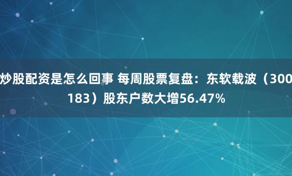 炒股配资是怎么回事 每周股票复盘：东软载波（300183）股东户数大增56.47%