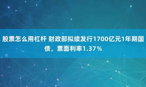 股票怎么用杠杆 财政部拟续发行1700亿元1年期国债，票面利率1.37％